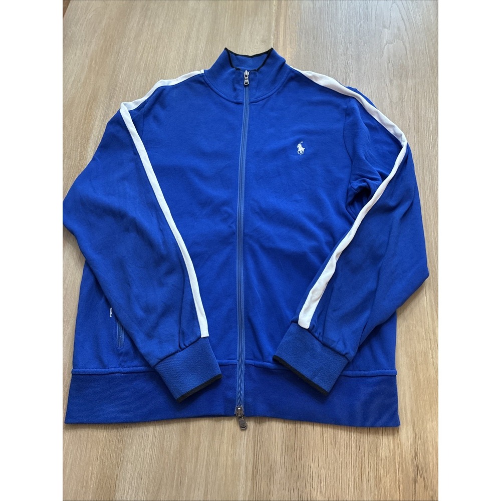 Polo Ralph Lauren Performance Track Jacket Mens Sz Large Blue Full Zip Up